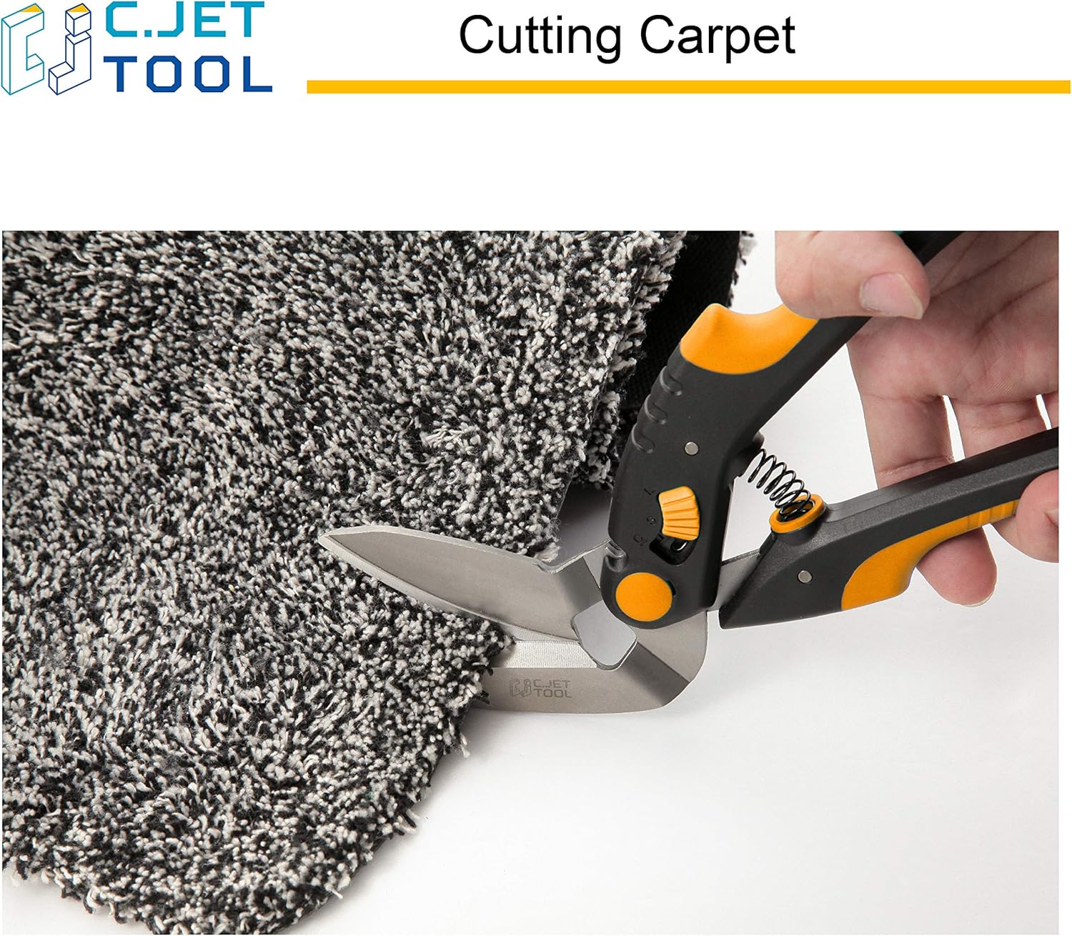 C.JET TOOL 10" Professional Soft Grip Stainless Heavy Duty Multipurpose Cardboard and Carpet Scissors (Orange) - - 