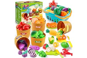 JOYIN Educational Toys Play Food Set for Toddlers, Cutting Food for Preschool Activities, Play Kitchen Accessories, Learning 
