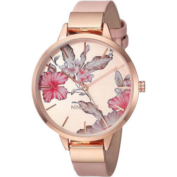 Nine West Women's Strap Watch NW/3022 - Beige Faux Leather, Mineral Crystal, Japanese Quartz