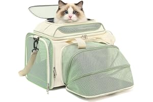 Soft Sided Small Cat/Dog/Pet Carrier, Collapsible Top and Side Expandable Pet Travel Carrier, with Shoulder Strap & Removable