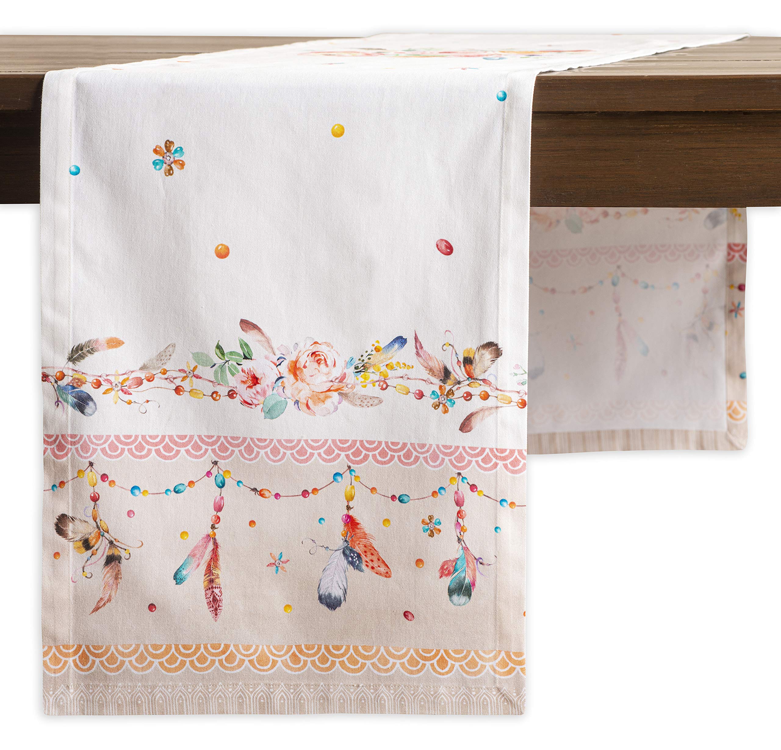 Maison d' Hermine Table runner 100% Cotton Single Layer Table Runners 230 CM long for Home Kitchen Dining Party Wedding Bridal Shower Gifts for Mothers Day (Ibiza - Beige, 37 cm x 230 cm)