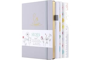 SeQeS Bullet Dotted Journal - A5 Dot Grid Notebook with pages number,160gsm Bleedproof Paper,Silver Edge for Personal Organizers,Fabric hardcover for 2025 Bullet Journals, and journaling-Swan