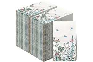MOINCHORE 200 Pcs Spring Guest Napkins 2 Ply Wildflower Disposable Guest Towels for Bathroom Easter Bathroom Paper Hand Towels for Home Holiday Easter Party Kitchen Supplies Wildflower Party Decoration