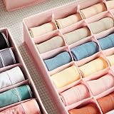 SONGMICS 8-Pack Underwear Drawer Organisers Foldable Dividers Jelly Pink view 9