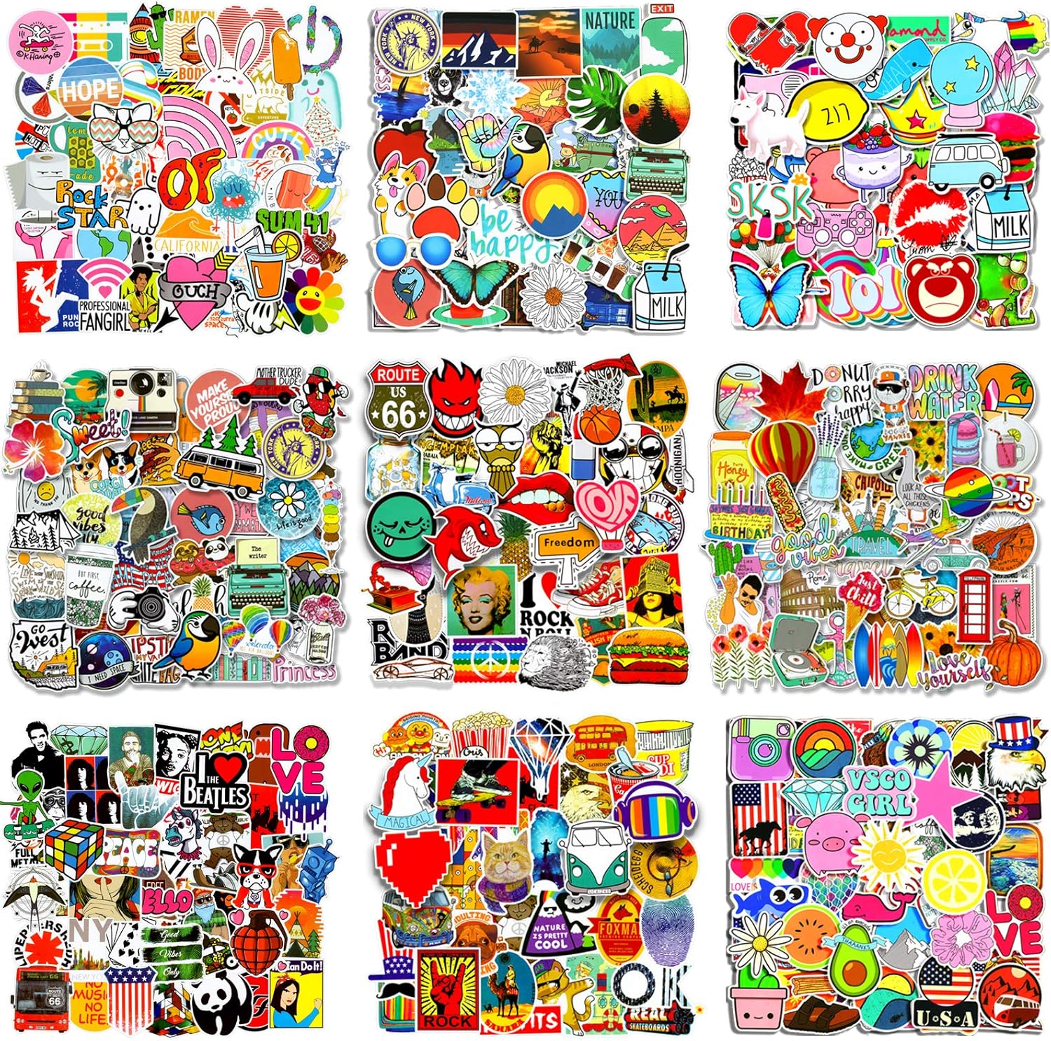 500Pcs Random Stickers Cool Graffiti Decals Sticker Pack,Durable Vinyl Stickers for Flask, Laptop,Water Bottles,Skateboard,Luggage,Bicycle