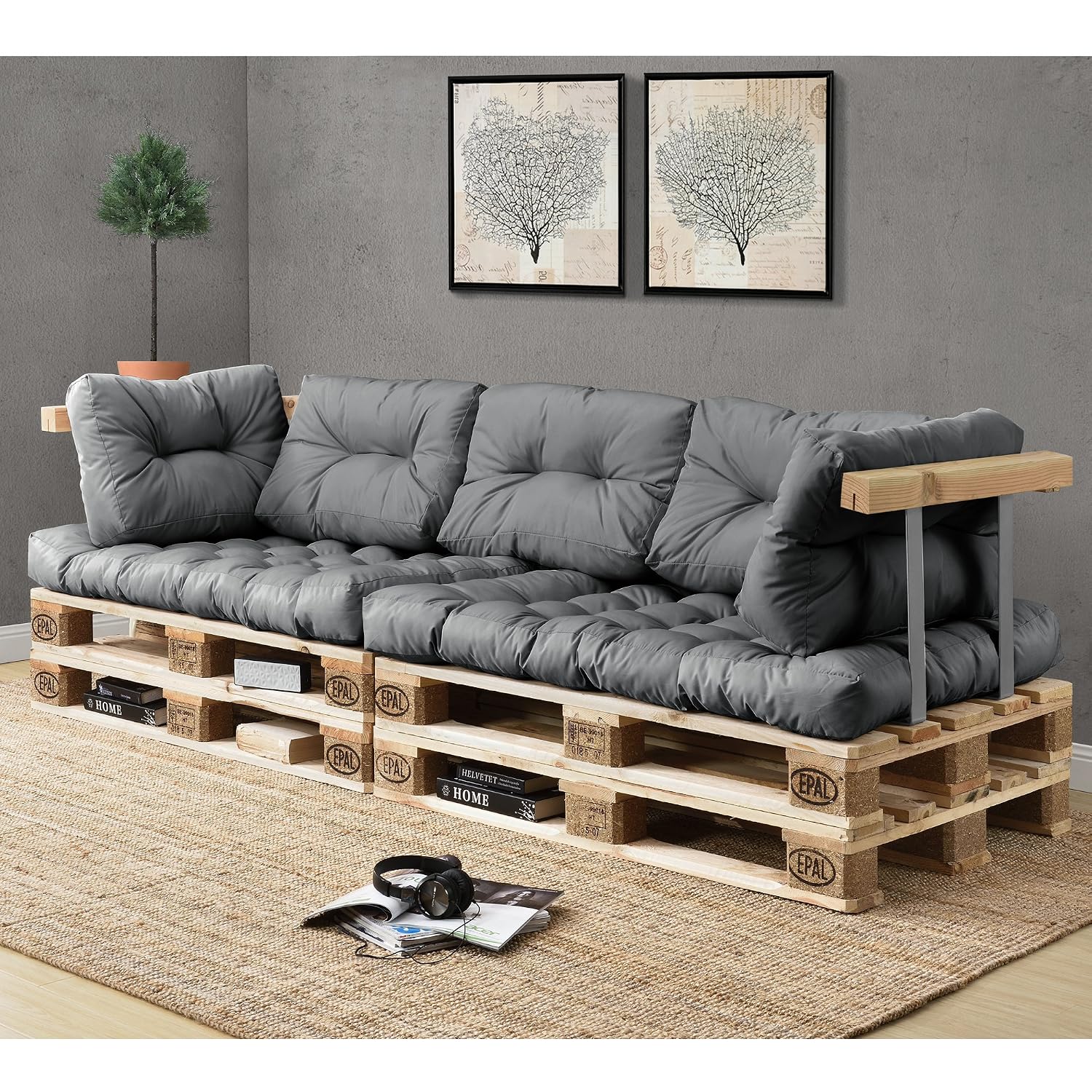 Wintergarten Euro Paletten-Sofa DIY Möbel en.casa 2 x ...