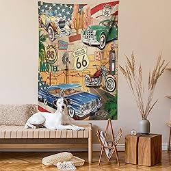 Lunarable Route 66 Tapestry Twin Size, Old