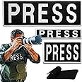 Bluyellow 3Pcs Press Patch Set, Hook and Loop Embroidered Patch for Press Vest, Tactical Body Armor, Photographer Vest, Tactical Backpack, Press Badge, Black and White, 3.2x9.8, 1x4.5, 2x3.5 Inches