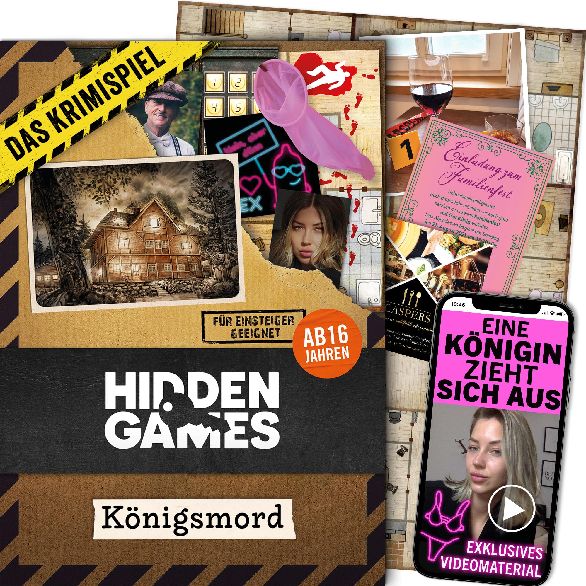 Hidden Games Crime Scene - Kingsmord - German - Our Case for Beginners - FSK16 - Realistic Crime Scene Game, Exciting Detective Game, Escape Room Game