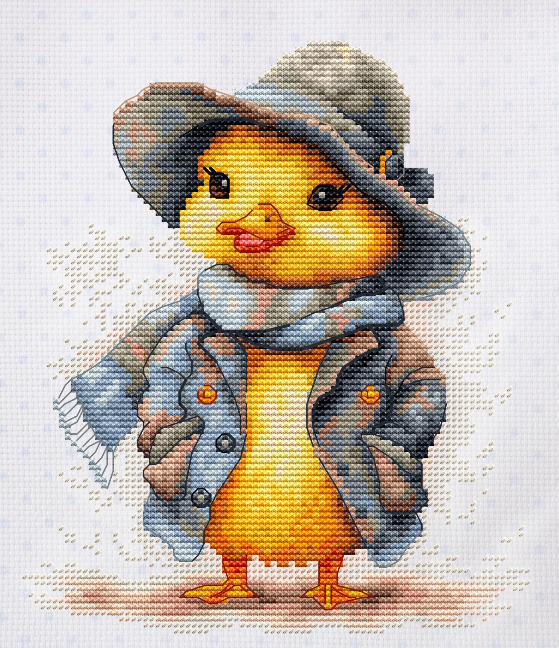 Luca-S Cross Stitch Kit The Detective Duck, B1416, Counted Cross Stitch Kit for Adults, Needlecraft and Embroidery Kit
