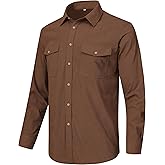 MoFiz Men's Corduroy Shirts Casual Lightweight Jacket Long Sleeve Button Down Shacket Jackets with Pocket