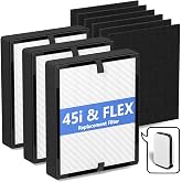45i Replacement Filter for Alen Breathesmart Flex Bh400 &amp; 45i Air Purifier | 3 Pack H13 True HEPA Filter B4-Pure / Fl40, Part # B4-Fresh / FL40-Silver-Carbon, 3 HEPA Filters + 6 Carbon Pre-Filters