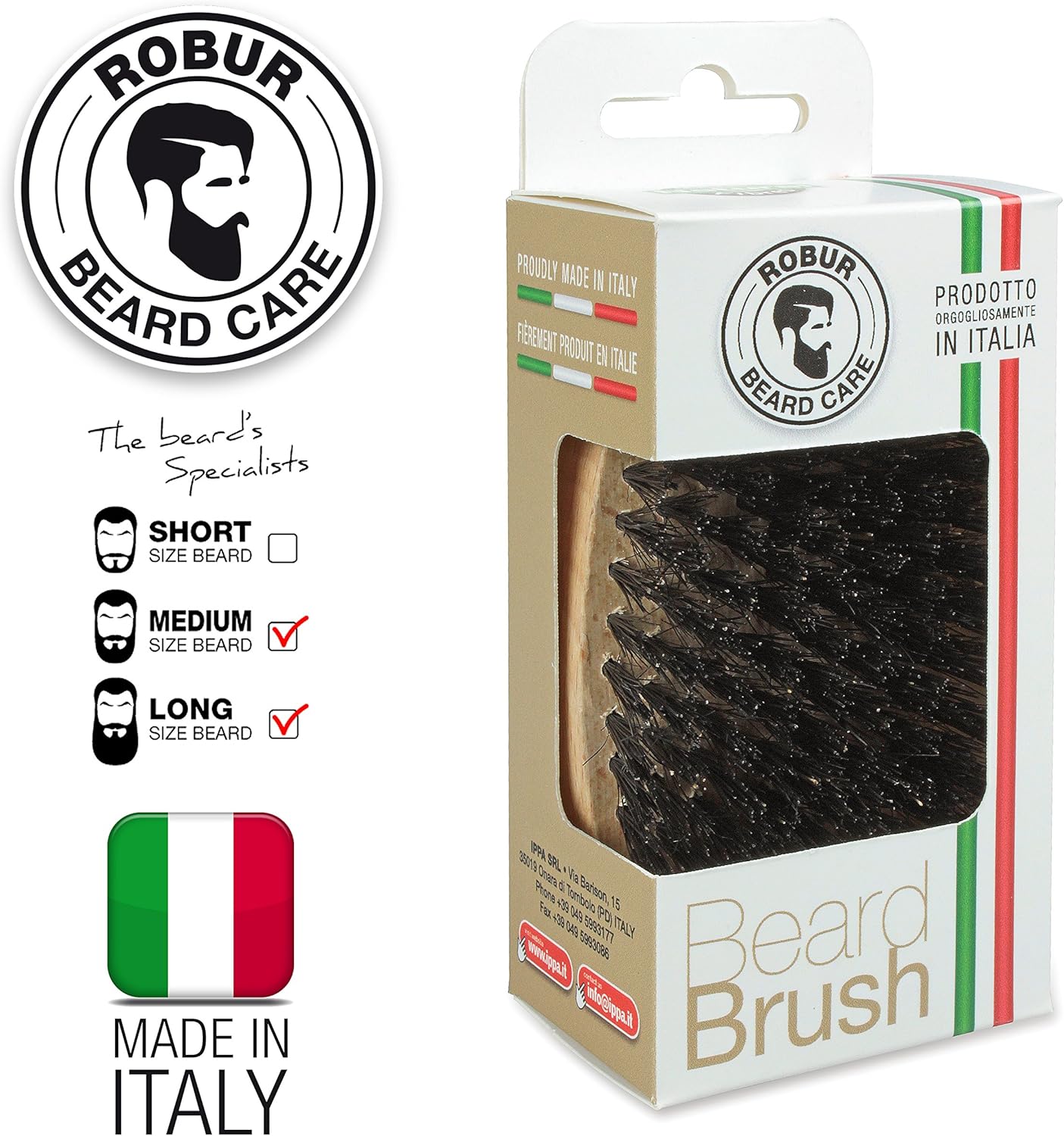 Beard Brush for Men. 100% natural. Beech Wood and Pure Boar Bristle. 100% Made in Italy, brown, 97 gr - Image 5