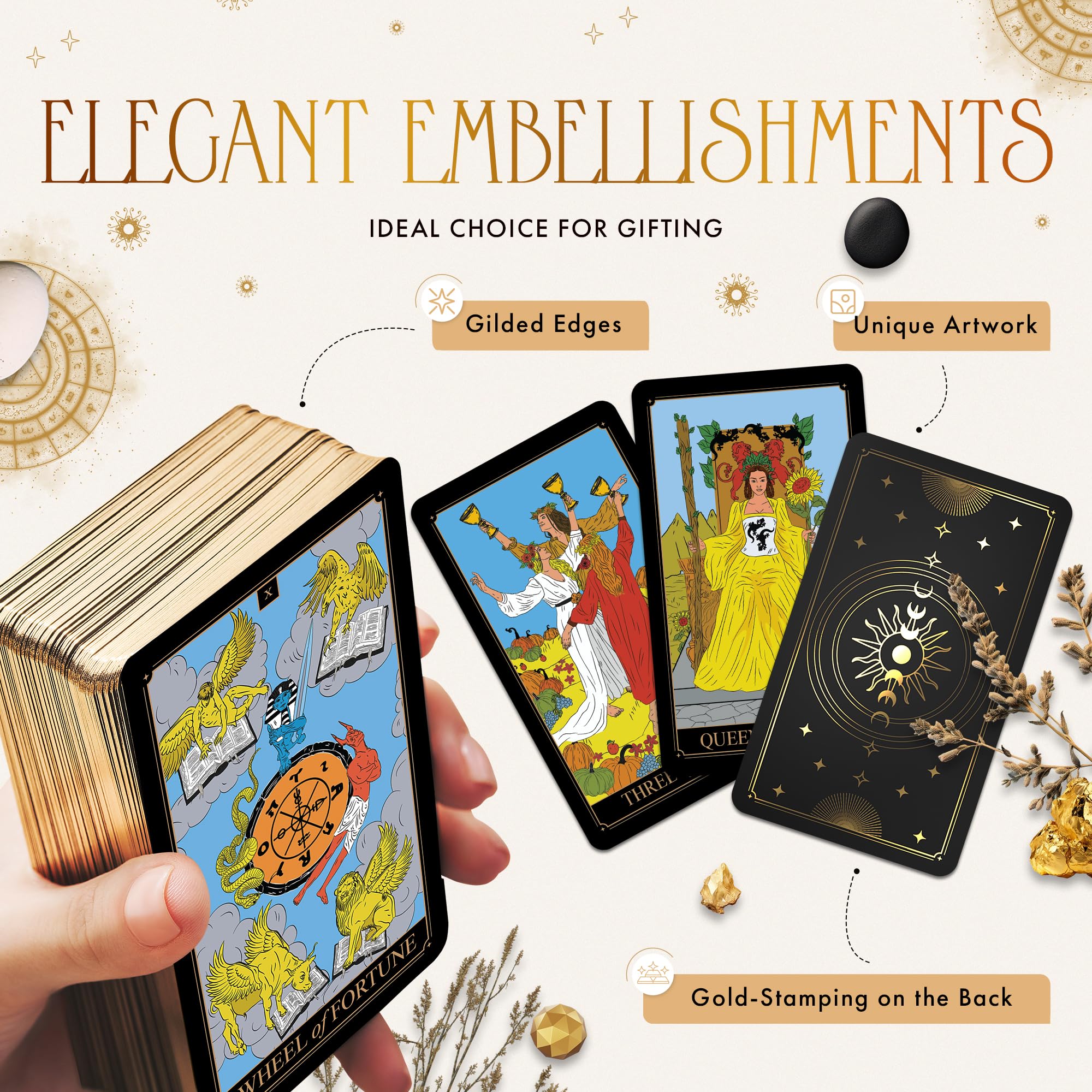Mua Wyspell Modern Tarot Cards with Guide Book for Beginners - Gold ...