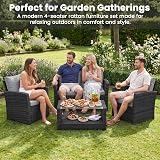 EVRE Roma 4 Seater Rattan Garden Set with Glass Table Black view 8