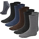 Debra Weitzner 5/6 Pairs Mens Fuzzy Socks Grip Socks Microfiber Plush Sleeping Socks Soft Anti-Skid Solid