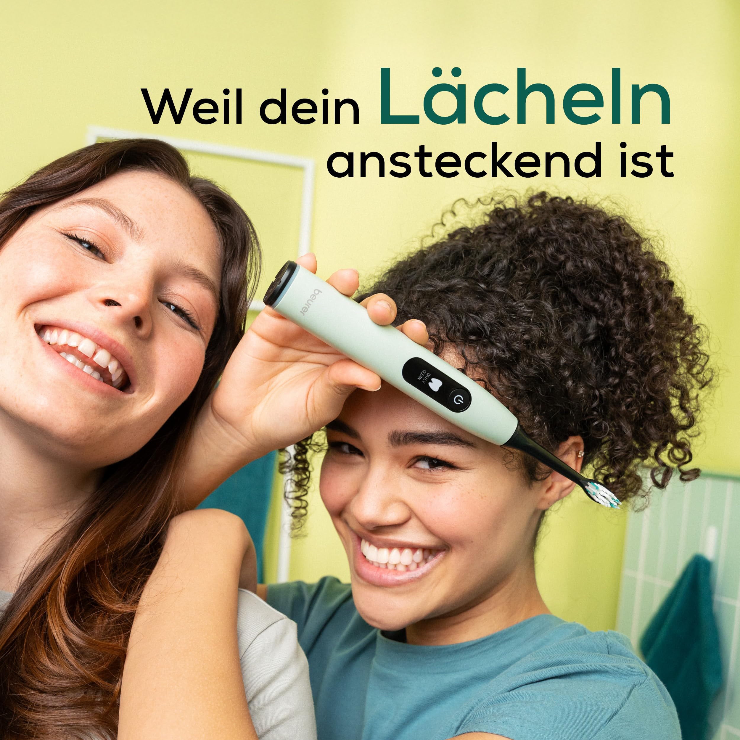 Beurer SC 50 Schallzahnbürste, elektrische Zahnbürste mit 5 Putzmodi & Andrucksensor, 80.000 Schwingungen, Display mit Putzdauer-Anzeige, inkl. 2 Aufsteckbürsten, 100% recyceltes Gehäuse (Peppermint) 7