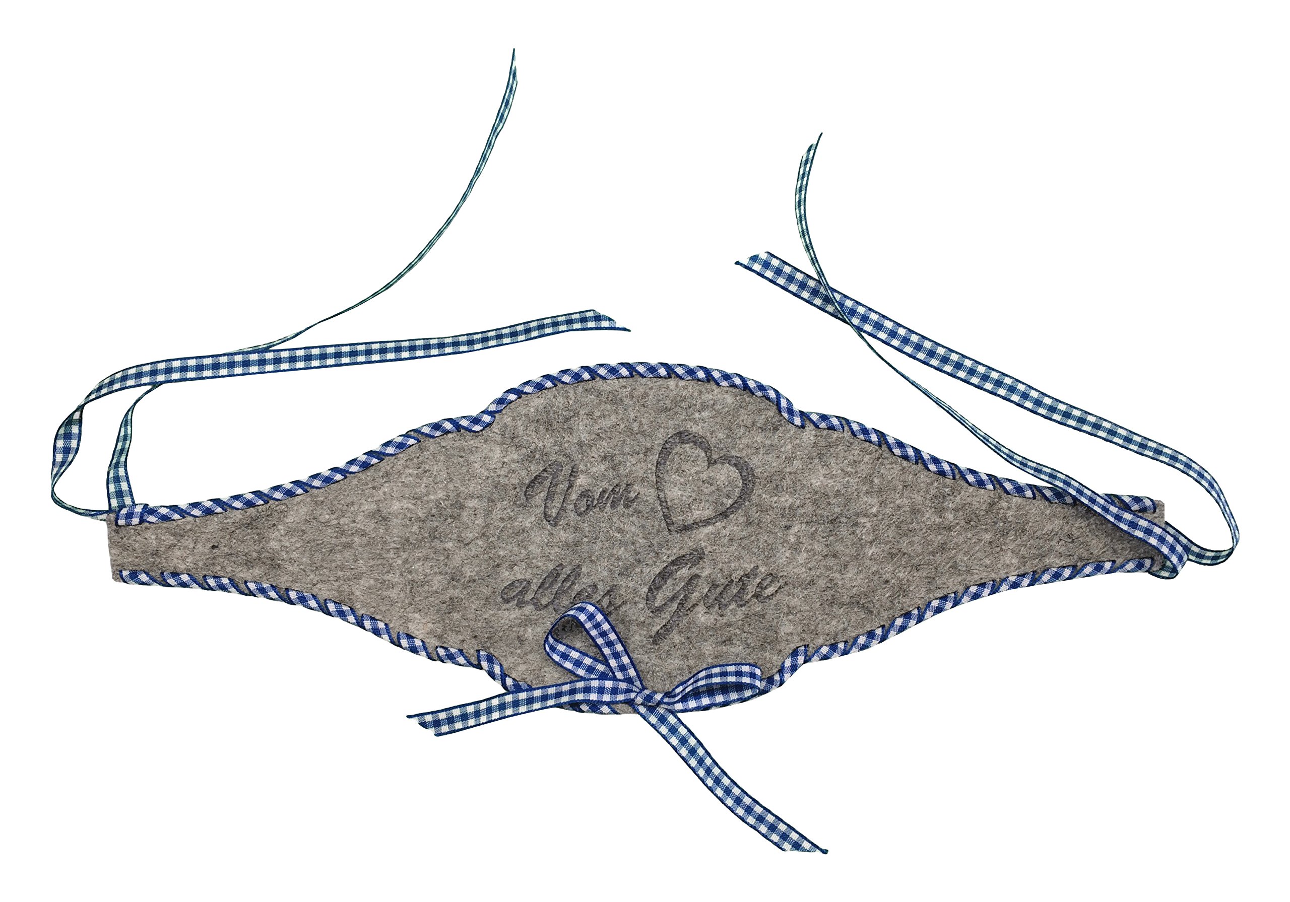 'Petra's Craft News A FBF16 °F8750 Bottle BAND – Vom Herzen Alles Gute, Tee Felt with Dark Blue Chequered Band Comes in, Threaded