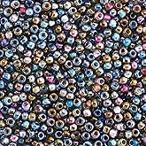 Magibeads 700Pcs Rainbow Glass Seed Beads 2mm Iridescent Crystal Flat Round Pony Bead Bulk Small Waist Bead Kit for Crafts DIY Friendship Bracelets Beading Jewelry Making Supplies