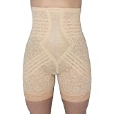 Rago Womens Style 6207 &ndash; High-Waist Thigh Slimmer. Guaranteed No Top Roll Beige 5X/40 One Size
