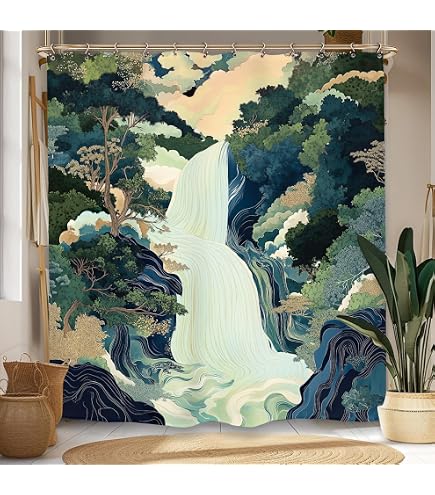 De-Mediocre Samurai Frogs Shower Curtain - Vintage Japanese Folklore Bath Decor, 72x72 Inches With Hooks