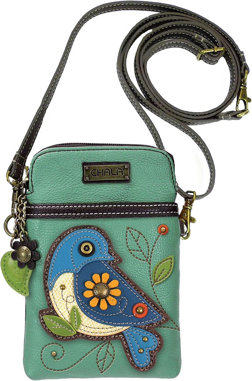 Chala Blue Bird Cellphone Crossbody Handbag Convertible Strap Handbags