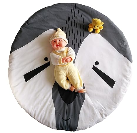 Happybox Baby Polycotton Playmat and Crawling Activity Mat and Rug , Bassinet Bedding (White and Grey, Panda Face)