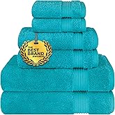Cotton Paradise 6 Piece Towel Set 100% Cotton Soft Absorbent Turkish Towels for Bathroom 2 Bath Towels 2 Hand Towels 2 Washcloths, Aqua Blue Towel Set