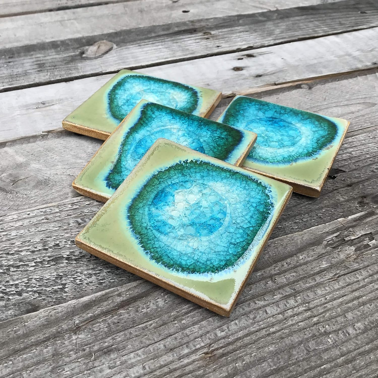 Geode Crackle Coaster in Jade, Geode Coaster, Agate Coaster