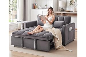 howcool 3 in 1 Convertible Sleeper Sofa Bed, Futon Couches for Living Room with Side Pocket | Adjustable Backrest | Velvet Fabric | Pull Out Couch | Small Loveseat | Sectional Sofa Bed, Darkgray