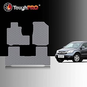 TOUGHPRO Floor Mat Accessories Set (Front Row + 2nd Row) Compatible with Honda CR-V - All Weather - Heavy Duty - (Made in USA) - Gray Rubber - 2007, 2008, 2009, 2010, 2011