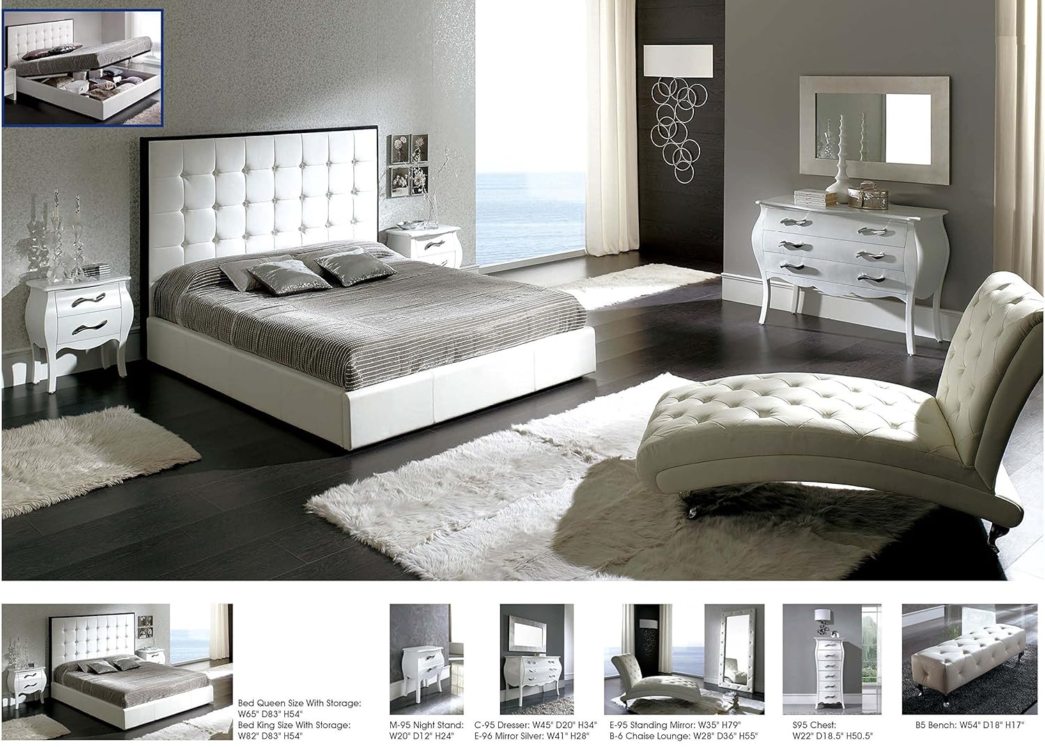 Amazon Com Esf Penelope White Storage Bedroom Collection 1