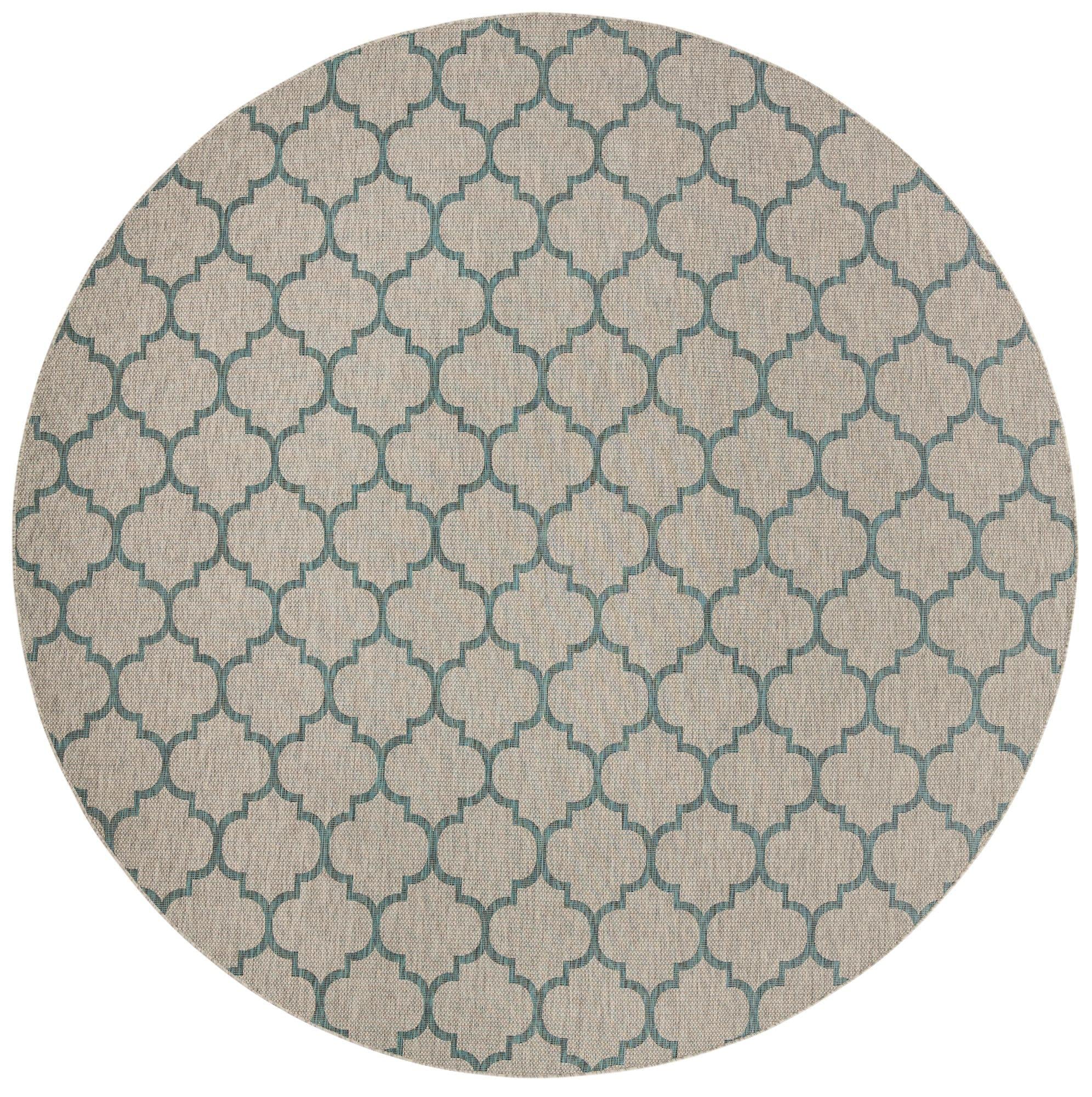 Unique Loom Outdoor Trellis Collection Area Rug - Trellis (Round 13' 0" x 13' 0", Gray/ Ivory) Image