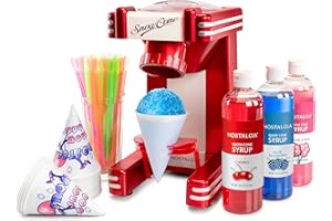 Nostalgia RSM702BUN Retro Series Single Snow Cone Maker with Syrup Party Kit, One Size, Red