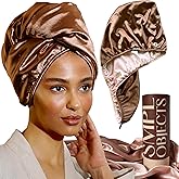 SMPL objects Satin Hair Wrap Towel, Double Layer Curly Hair Turban Towel for Women - Satin Hair Drying Towel for Curly Hair (Bronze)