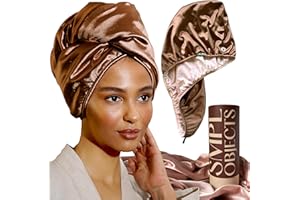 SMPL objects Satin Hair Wrap Towel, Double Layer Curly Hair Turban Towel for Women - Satin Hair Drying Towel for Curly Hair (