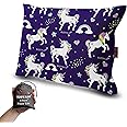rioyalo X-Foam Kids Inflatable Camping Pillow Lite w. Removable Foaming Cover for Girls | Unicorn | Comfortable, Washable, Ultralight, Portable | Backpacking, Hiking, Travel, Air, Sleepover, Scouts