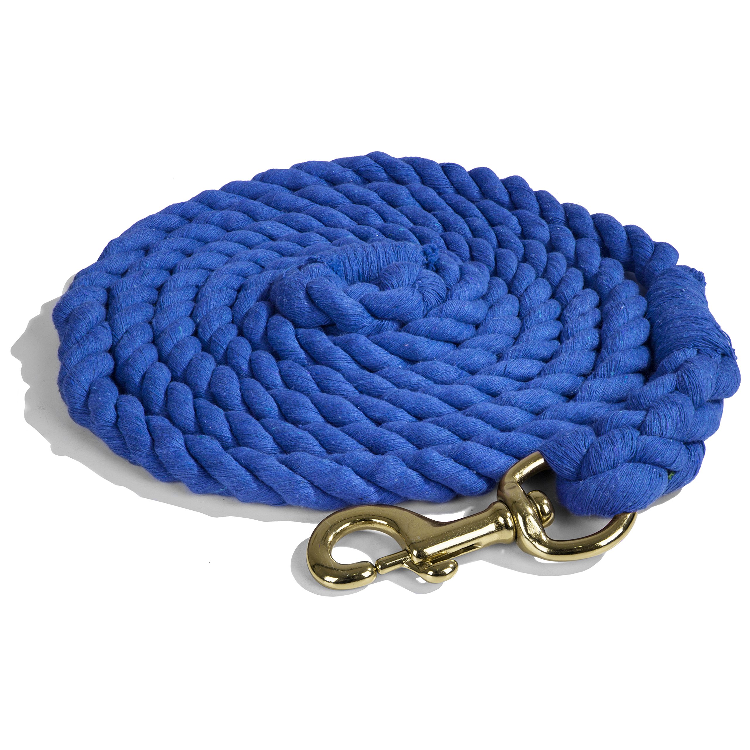 Intrepid International Horse Tack - Heavy Duty Cotton Rope Lead Ropes for Horses, with Durable Brass Trigger Snap, Attaches to Halter or Harness, Soft and Comfortable Grip - Royal Blue, 10 Feet