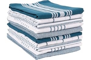 KAF Home Soho Kitchen Dish Towel Set of 10 | 18 x 28 Inch Tea Towels | Soft and Absorbent Mixed Set of Flat Towels (Teal)