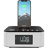 AZATOM Homehub Clock RADIO with Lightning Dock Alarm 30W Bluetooth for iPhone X, 8, 8 plus, 7plus, 7, 6s, 6, 5s, 5, SE Nano 7G, Touch 6G 5G , iPad mini and iPads, Black