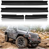 KEWISAUTO Door Sill Guards Protectors for 2007-2018 Jeep Wrangler JK 4 Door | 4PCS, with 3M Adhesive, Door Entry Guards Protectors, Scuff Plate Cover, for Jeep Wrangler JK 2007-2018 Accessories