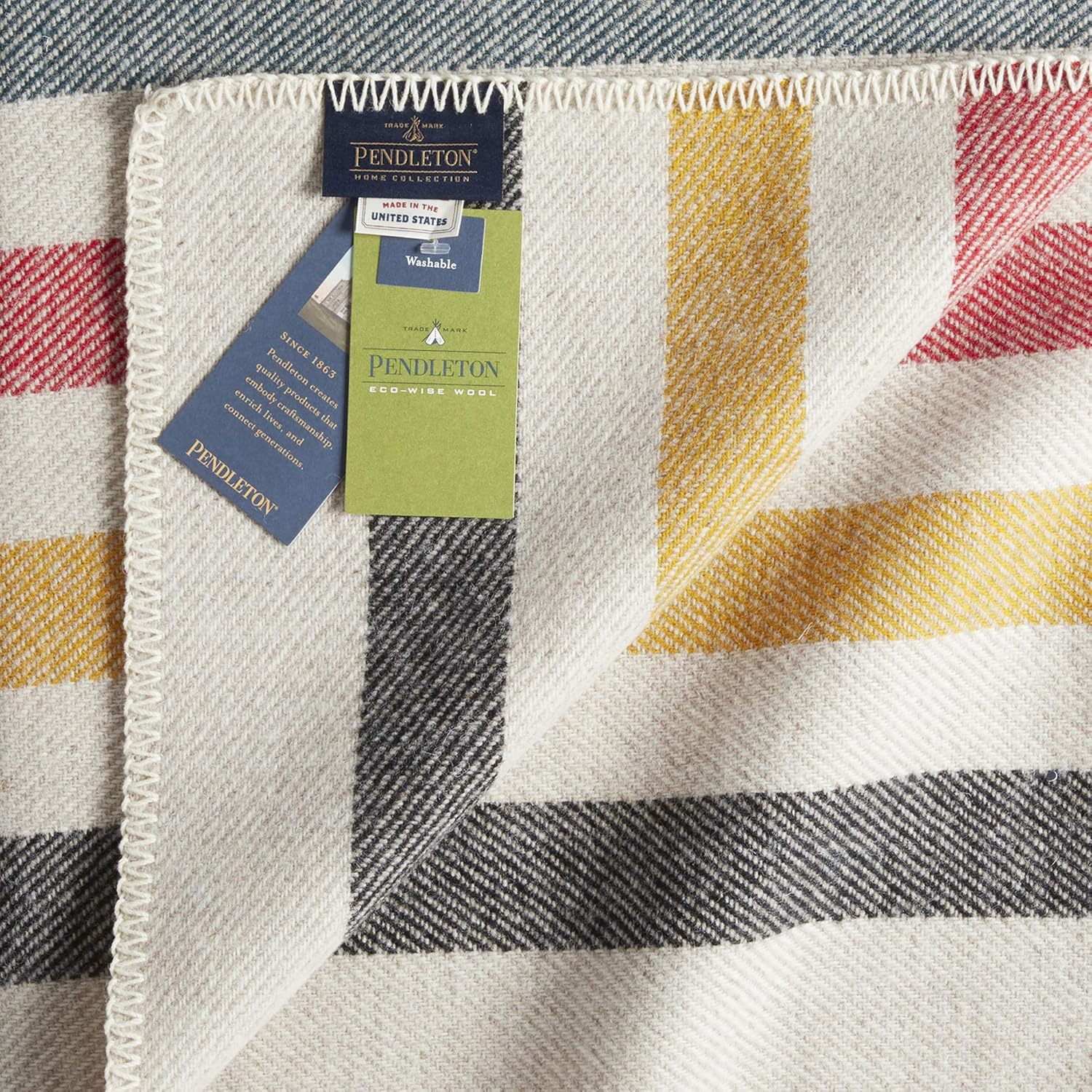 Pendleton, Eco-Wise Washable Wool Blanket, Red, Queen: Home & Kitchen