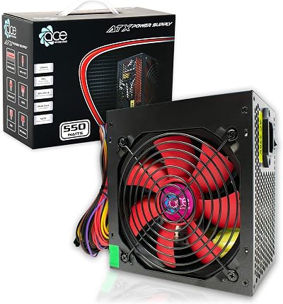 iChoose Limited 550W ATX Switching Power Supply PSU 12cm Silent Red Fan PC