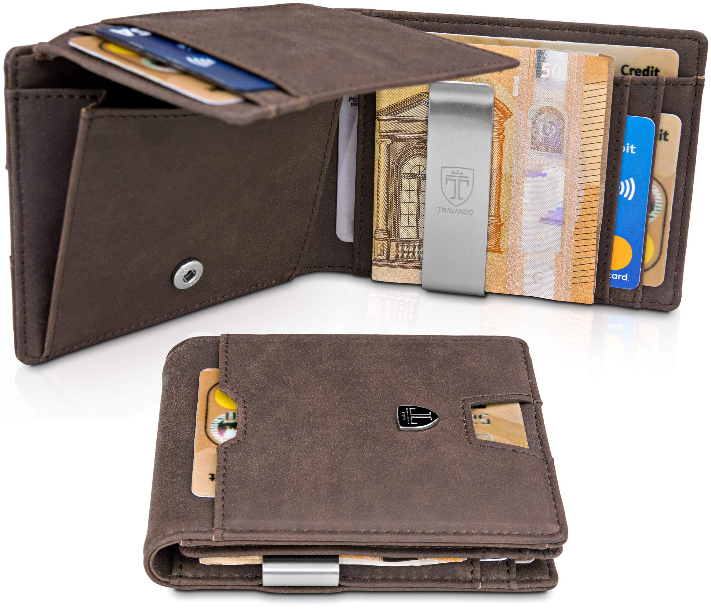 TRAVANDO Geldbeutel Männer mit Geldklammer Cairo Slim Portemonnaie Wallet Portmonaise Herren Geldbörse Geldtasche klein Portmonee RFID Kreditkartenetui Brieftasche Kartenetui Portmonee Geschenk