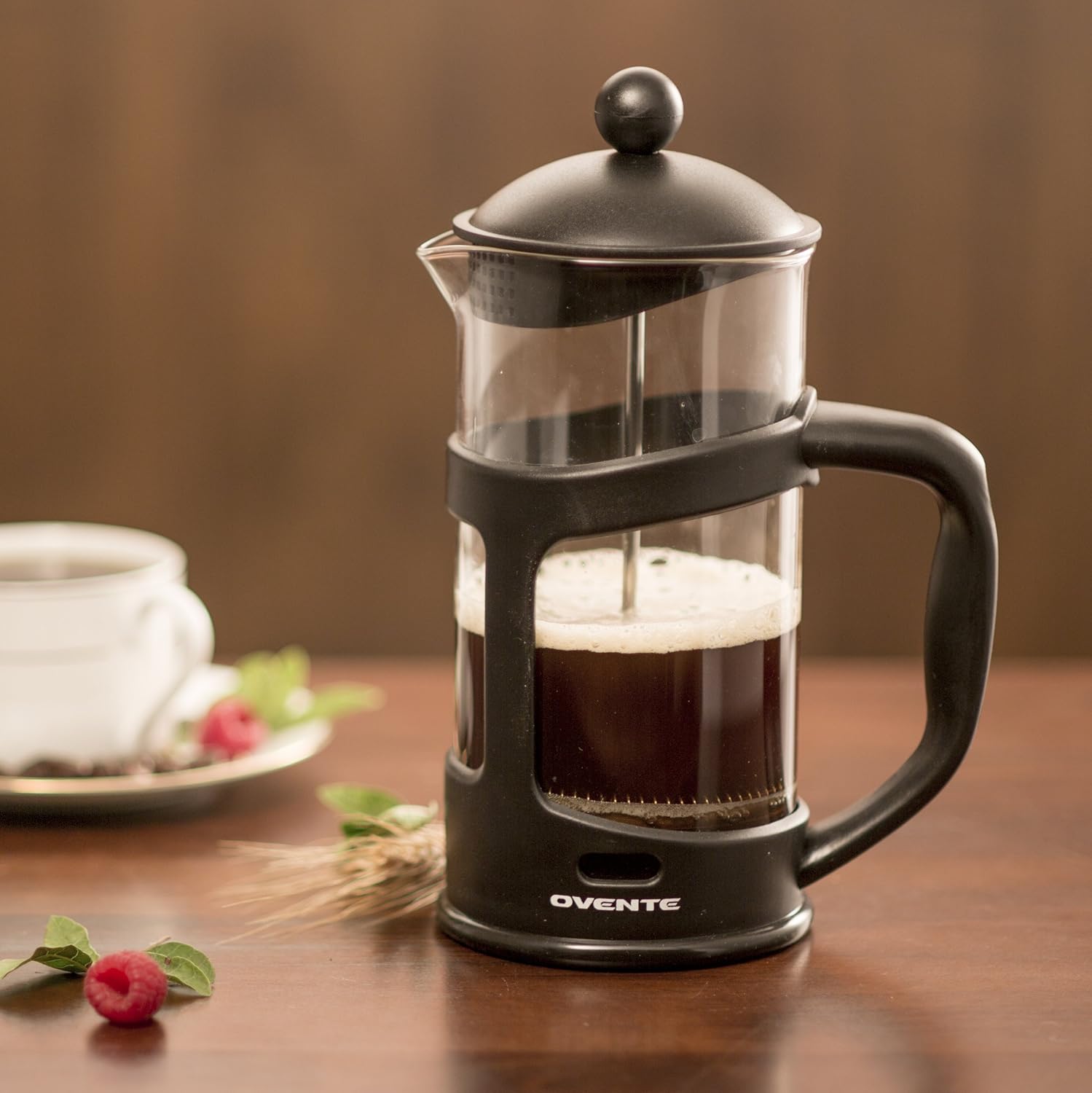 FPT34F Ovente French Press Cafetière Coffee and Tea Maker 34 oz HeatResistant Borosilicate