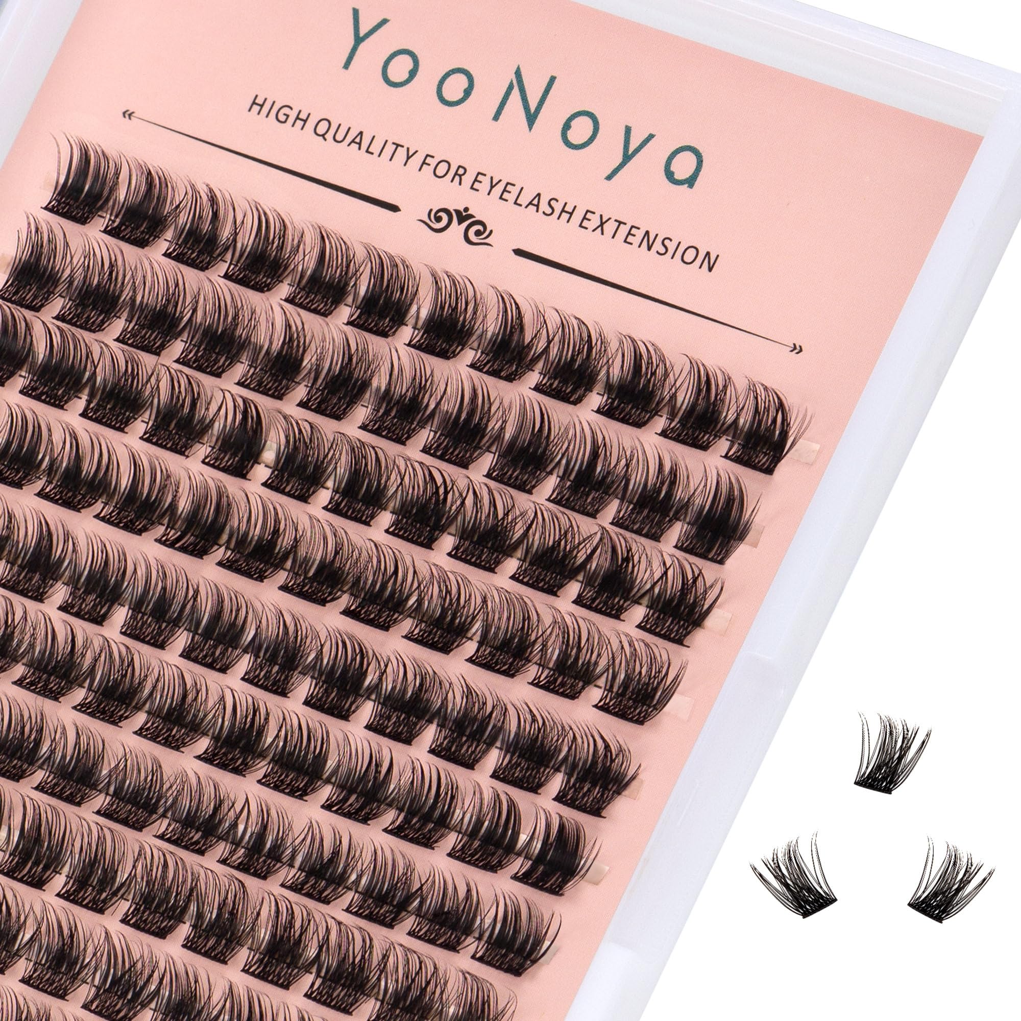 YOONOYA Lash Clusters 144 Pcs 10mm Individual Lashes Eyelash Clusters D Curl Cluster Eyelash Extensions Natural Wispy Cluster Lashes Reusable Eyelash Extension Lasting Lash(QD-10mm)
