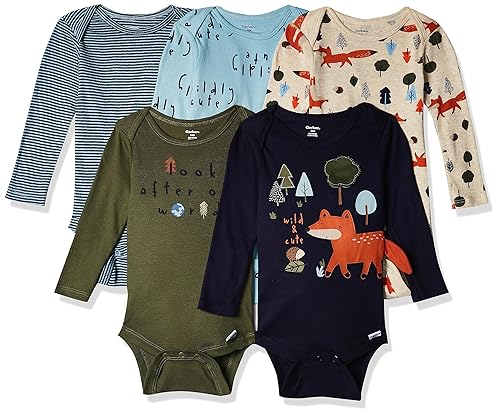 Gerber Baby Boys 5-Pack Short Sleeve Variety Onesies Bodysuits Blue Fox Newborn