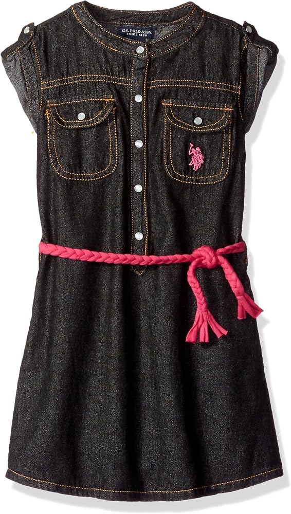 black denim belted dress