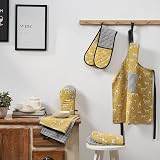 Penguin Home Set of 2 Recycled Cotton Tea Towels Mustard Grey Black 50x70 view 4
