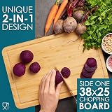 LARHN Premium Organic 2-in-1 Large Wooden Chopping Board & Serving Tray view 2